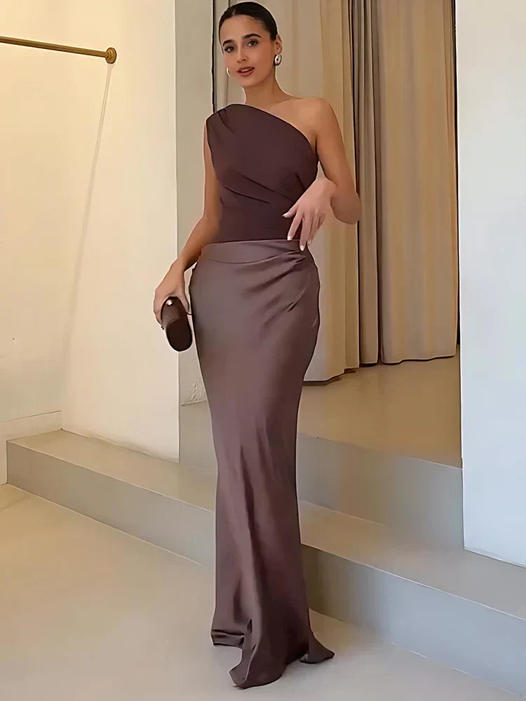 Griselda | One-Shoulder Satin Maxi Dress