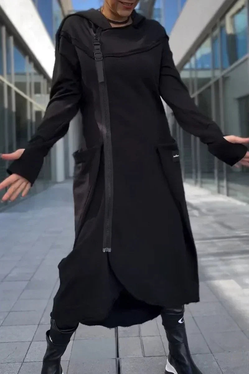 Rachele | Lightweight Long Zip-up Hoodie Dress